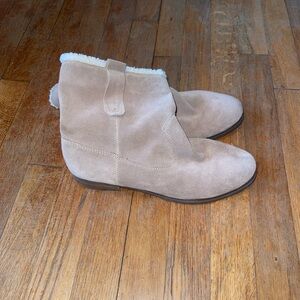 Sole Society Verona Brown Suede Ankle Boot Size 10 M Faux Shearling Trim Pull On